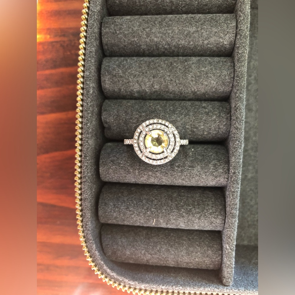 Premier Designs Round Yellow- Stone Ring—Size 8